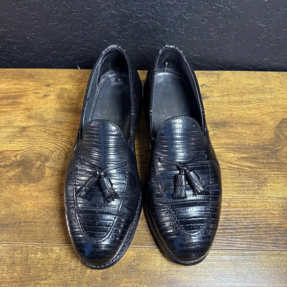Johnston & Murphy Tassel Loafer 74732 Black Lizard Leather Dress Shoes Mens 9 C
